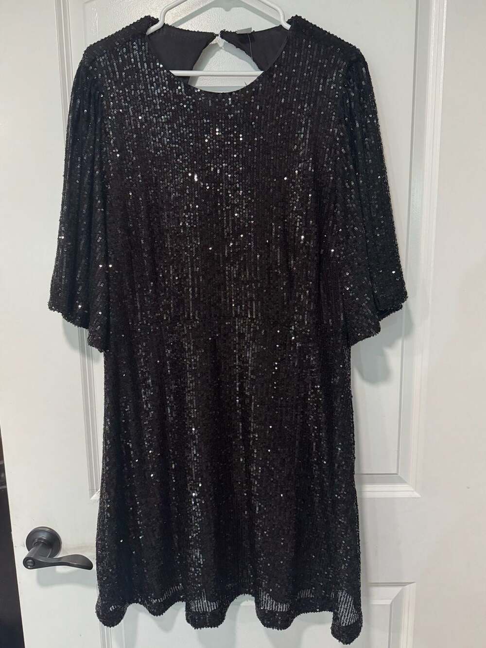 Black Sequin Open Back Party Dress Y2K Glam Disco Holiday Women’s XXL NWT